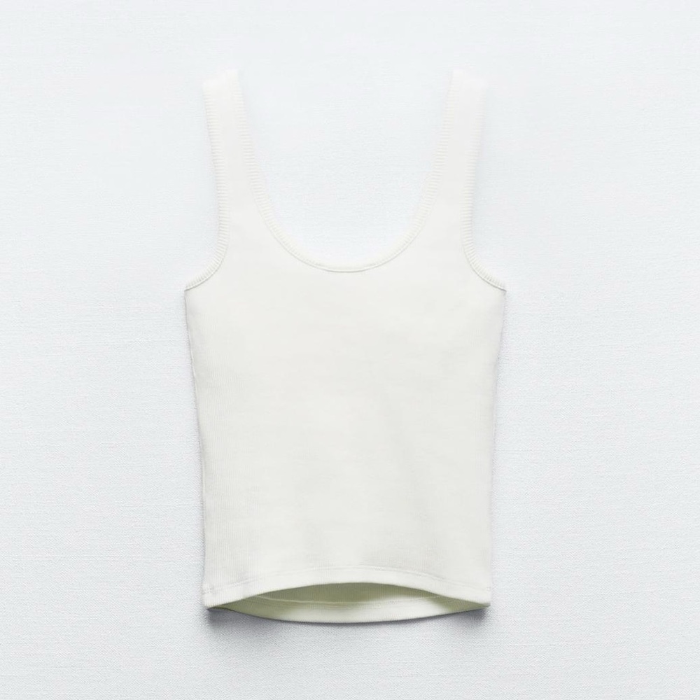 NWT ZARA Ribbed Tank With Rhinestone Bows - Picture 6 of 12